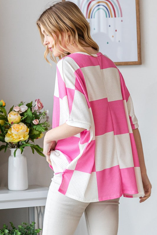 Summertime Comfy Checker Top 8493
