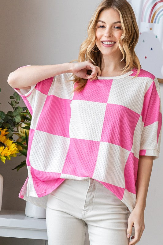 Summertime Comfy Checker Top 8493
