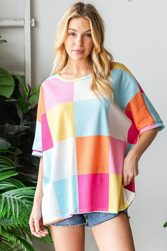 Summertime Comfy Checker Top 8493