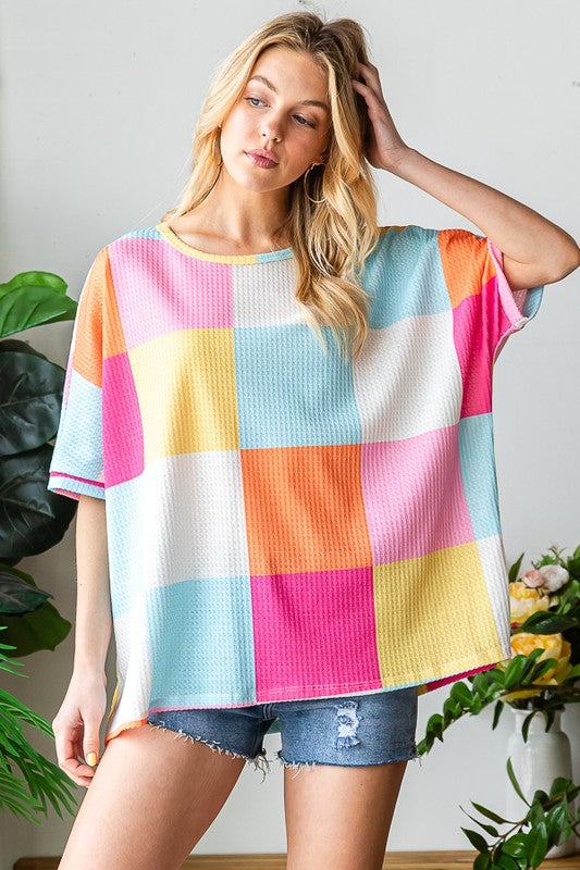 Summertime Comfy Checker Top 8493