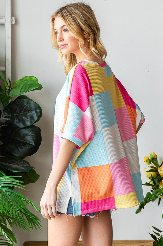 Summertime Comfy Checker Top 8493