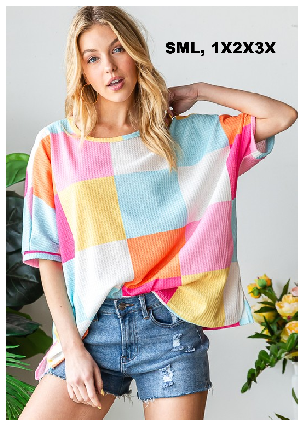 Summertime Comfy Checker Top 8493