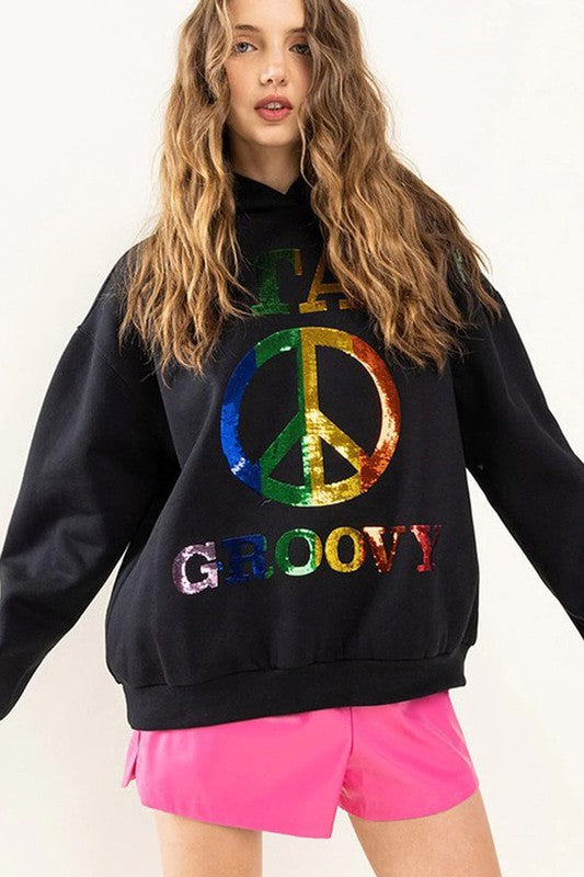 Warmhearted Peace Sign Hoodie 8568 Final Sale