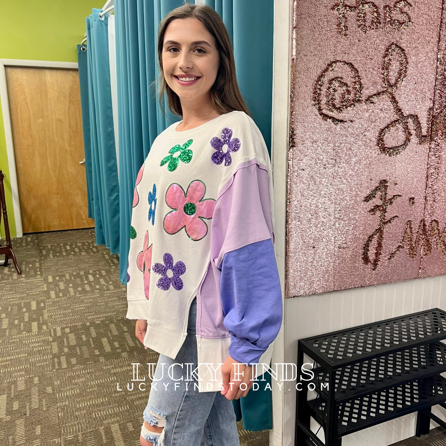 Blooming Sequin Flower Top 9026