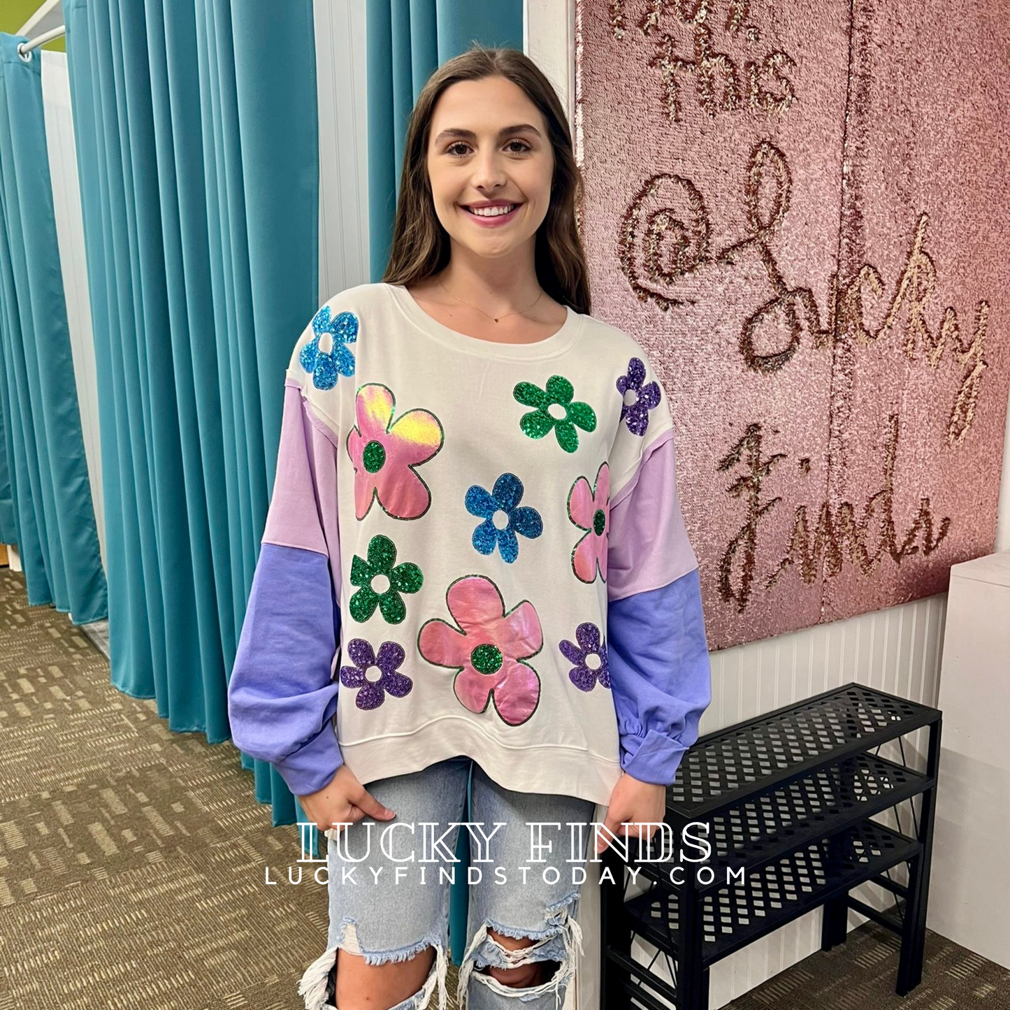 Blooming Sequin Flower Top 9026