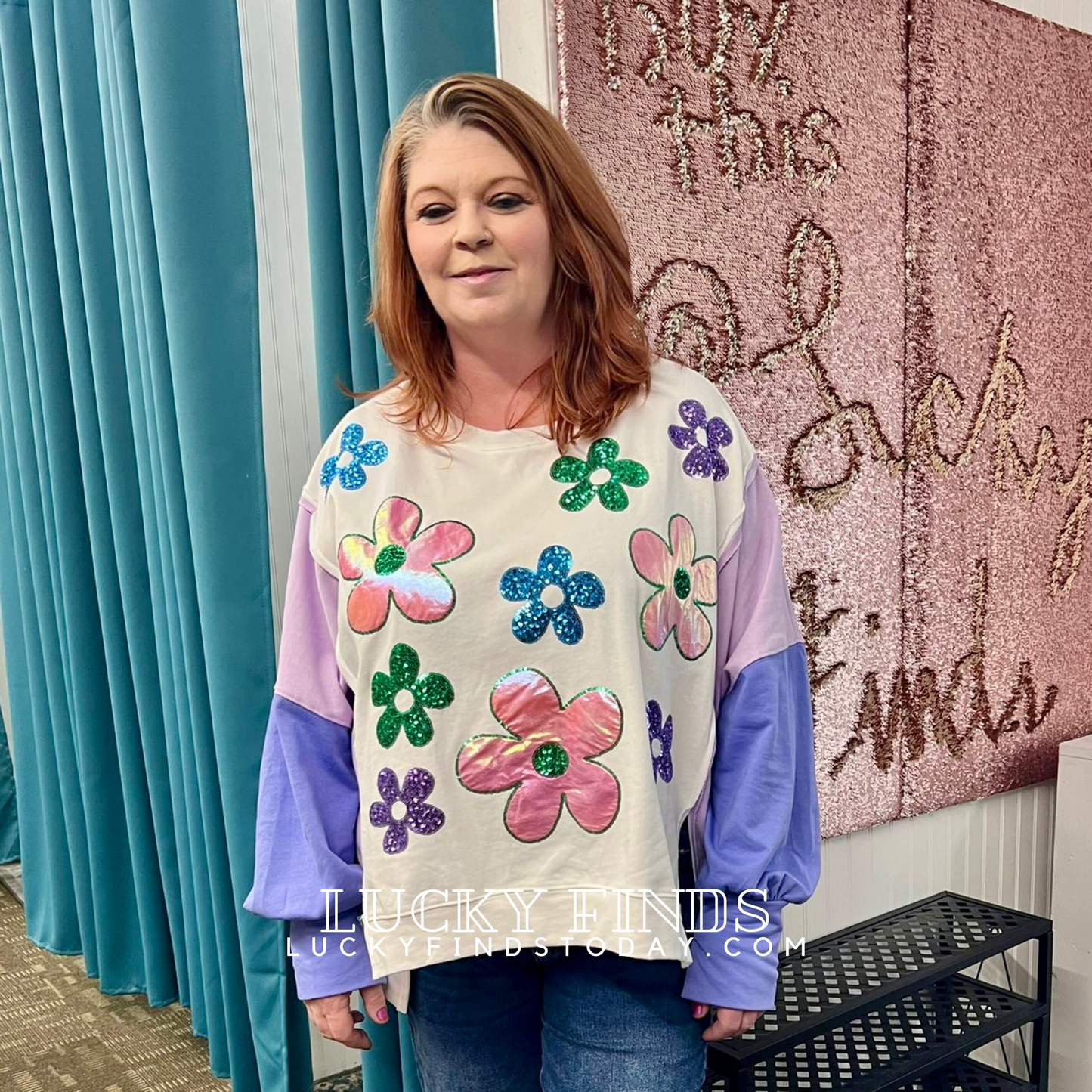 Blooming Sequin Flower Top 9026