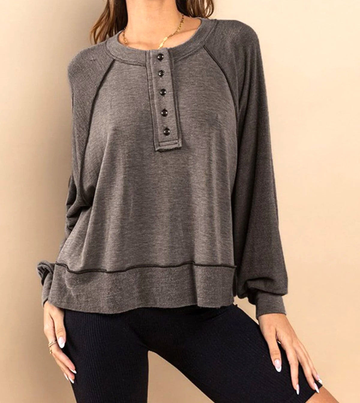 Casual Henley Top 9033