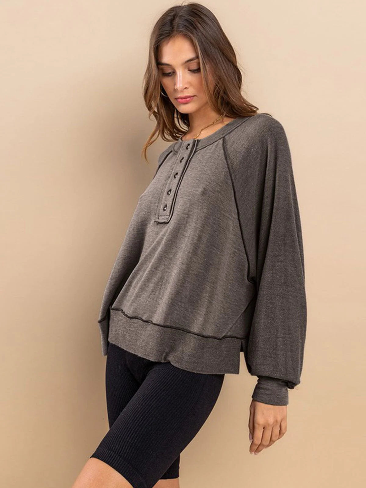 Casual Henley Top 9033