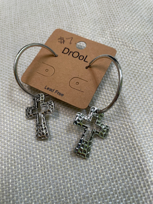 JV467 silver cross earrings