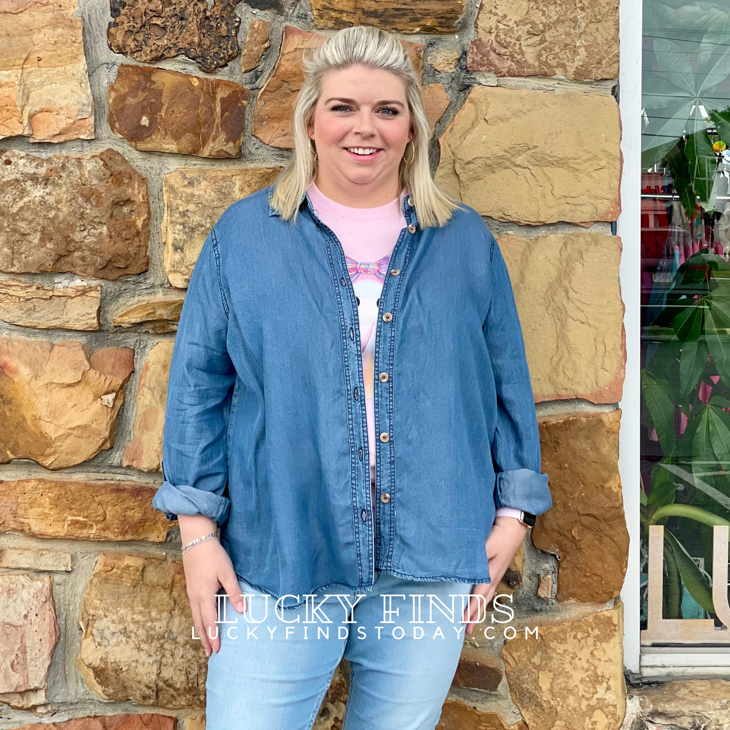 Love Me Now Chambray Top A224