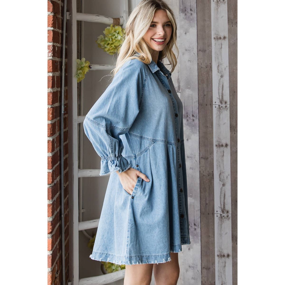 Vintage Denim Shirt Dress A230