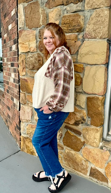 Contrast Plaid Curvy Top A360