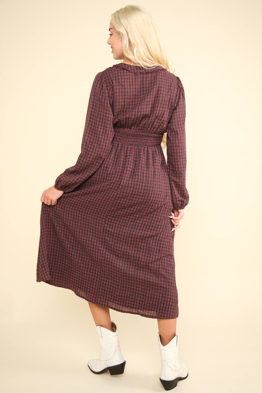 Sassy Plaid Midi Dress A377