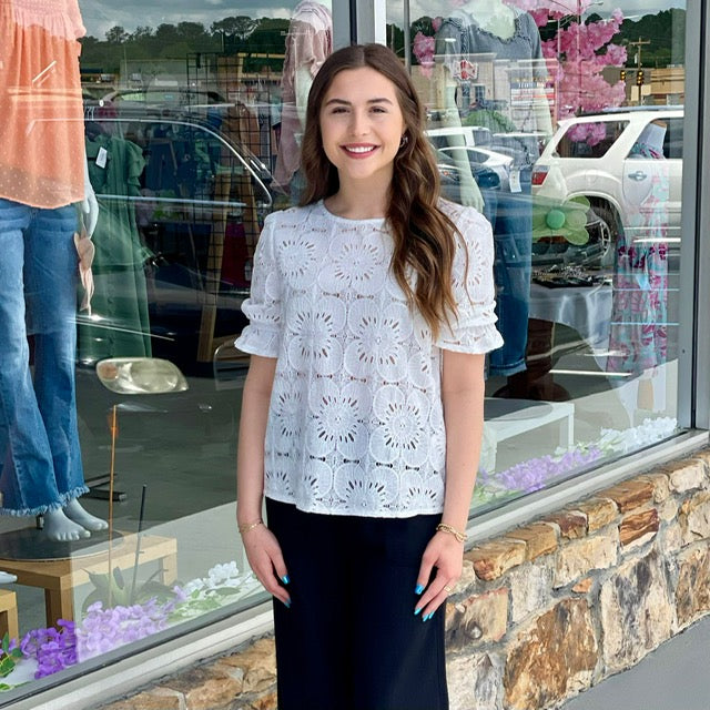 Elegant Eyelet Top D1260 Final Sale