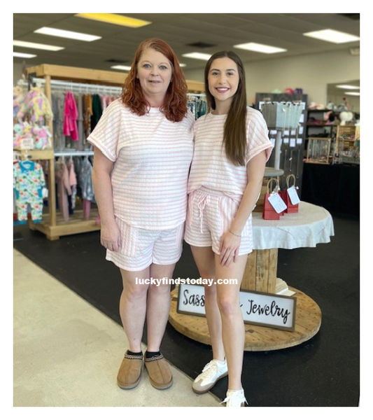 Regan Comfy Stripe Shorts Set D1463