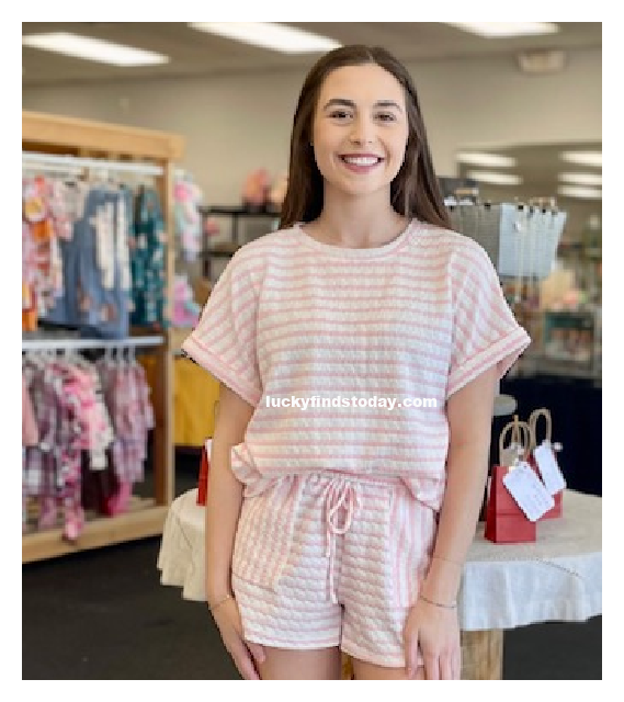 Regan Comfy Stripe Shorts Set D1463