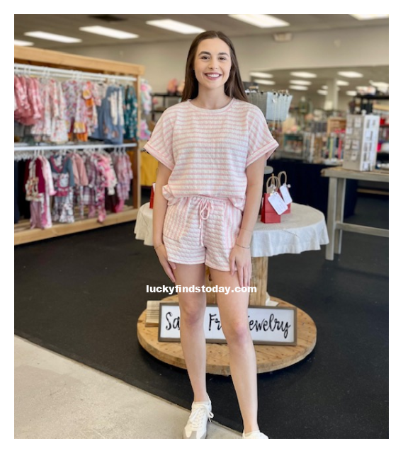 Regan Comfy Stripe Shorts Set D1463