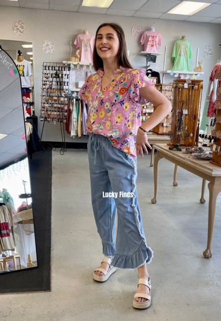 Paradise Flutter Sleeve Top D1500