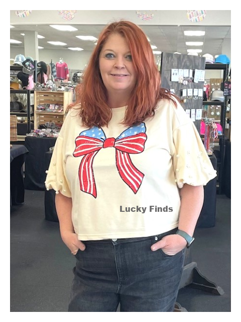 Sweet Stars & Stripes Bow Top D1507 Final Sale