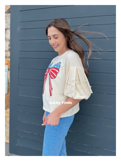 Sweet Stars & Stripes Bow Top D1507 Final Sale