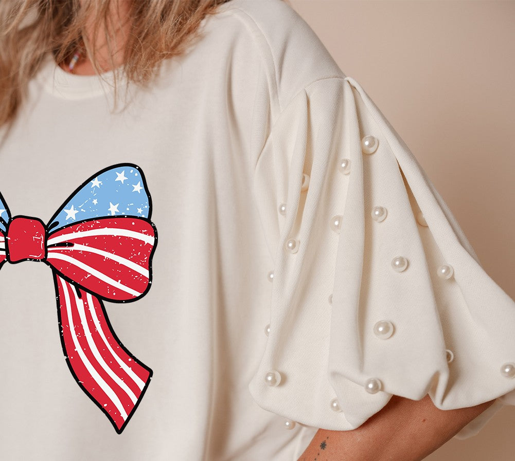 Sweet Stars & Stripes Bow Top D1507 Final Sale