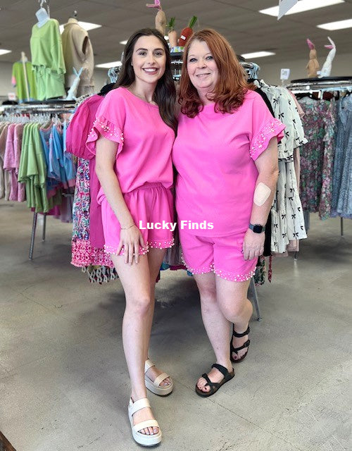 Hollywood Pearled Shorts Set D1522