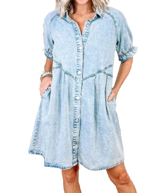 Amazing Retro Denim Dress D1529