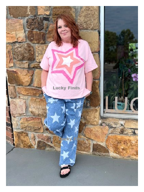 Multi Stars Patch Curvy Top D1560
