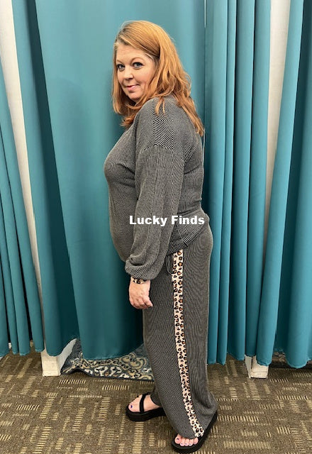 Amazing Leopard Trim Pants Set D1602