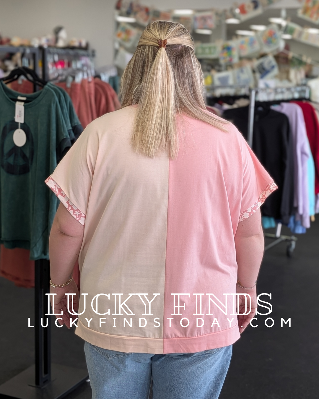 Two Tone Daisy Patch Top D1696