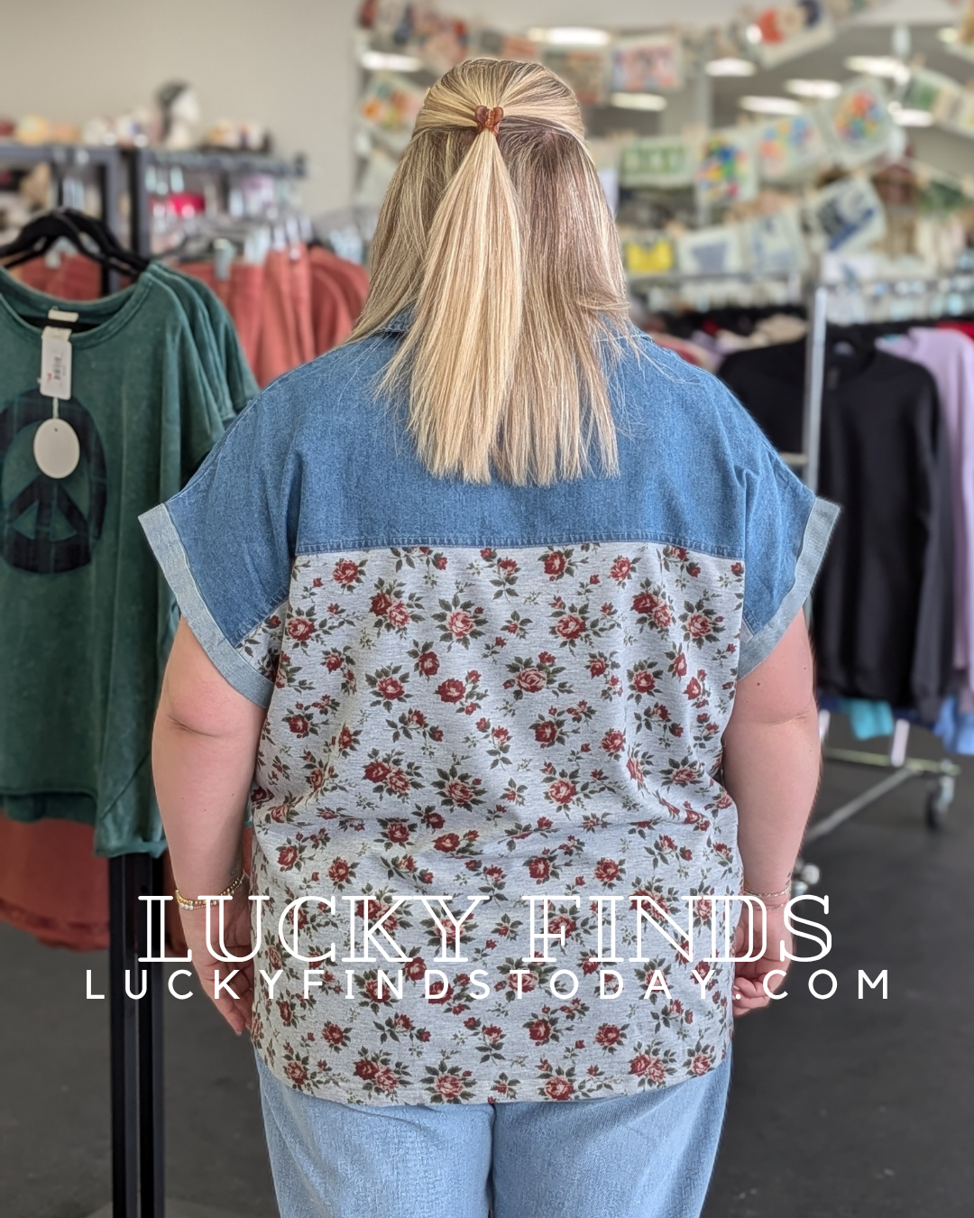 Vintage Denim Patchwork Top D1701