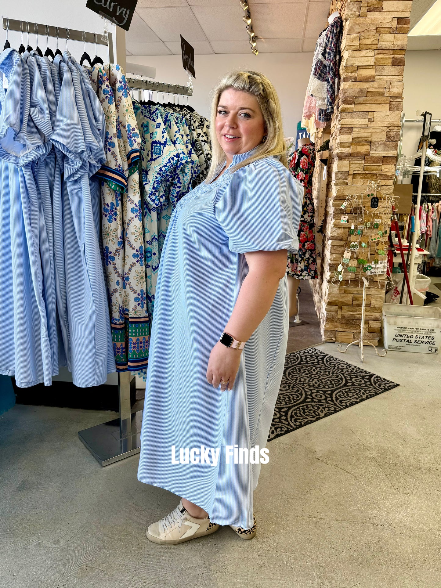 Nashville Striped Curvy Maxi Dress D1692