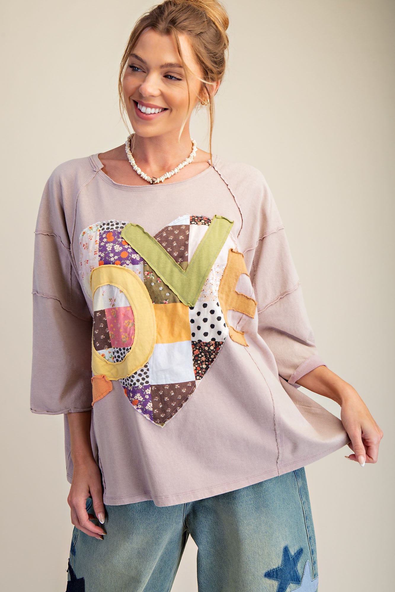 Cozy Easel Love Patch Top P379