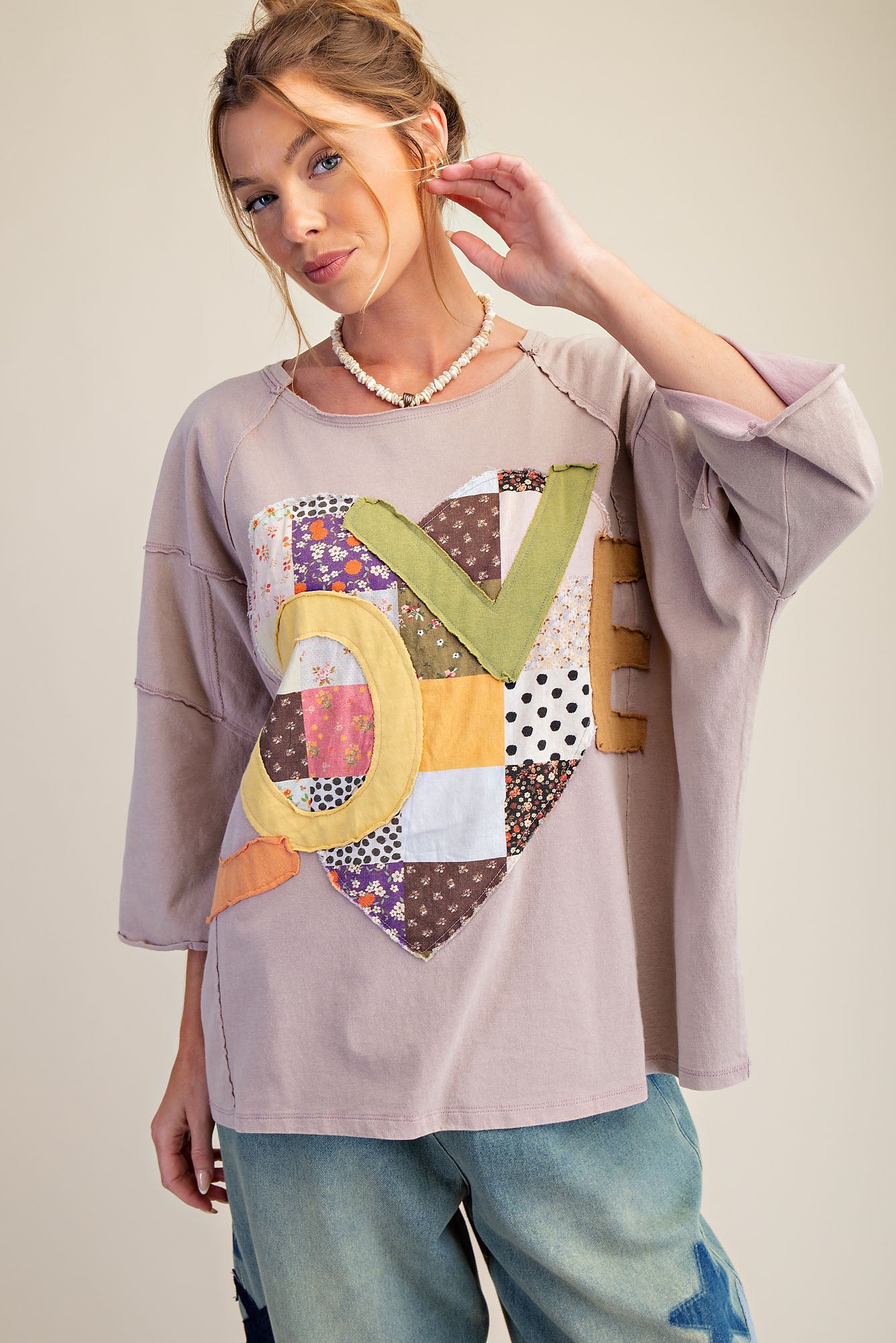 Cozy Easel Love Patch Top P379