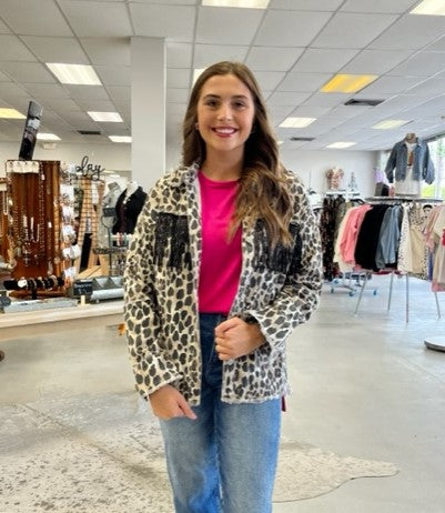 Awesome Leopard Sequin Shacket G182