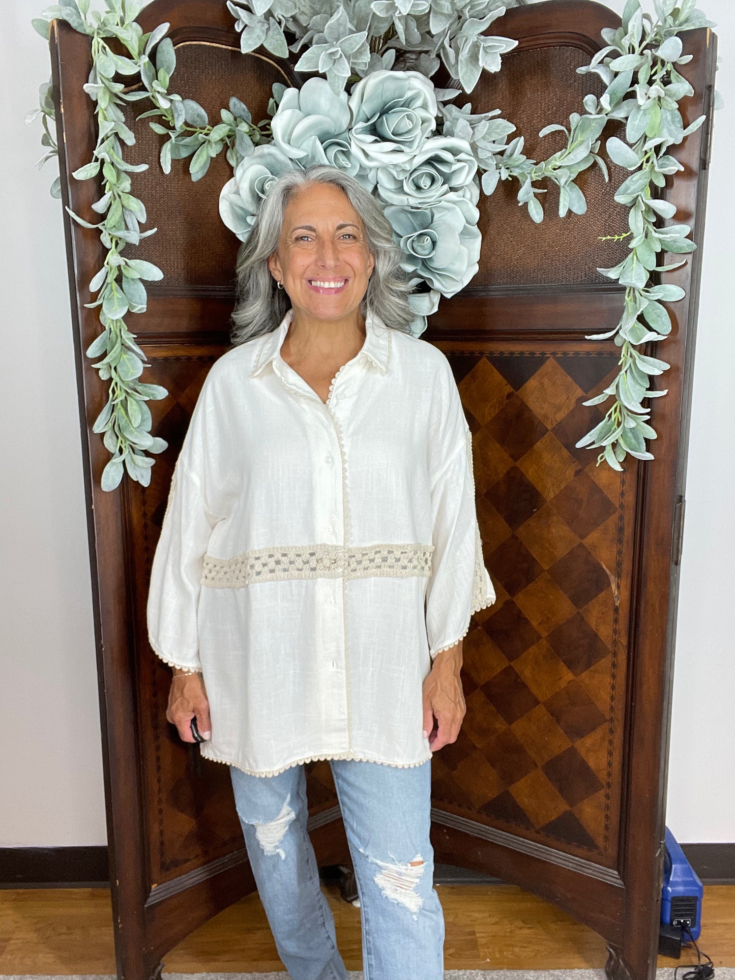 Primerose Linen Blend Top D1301