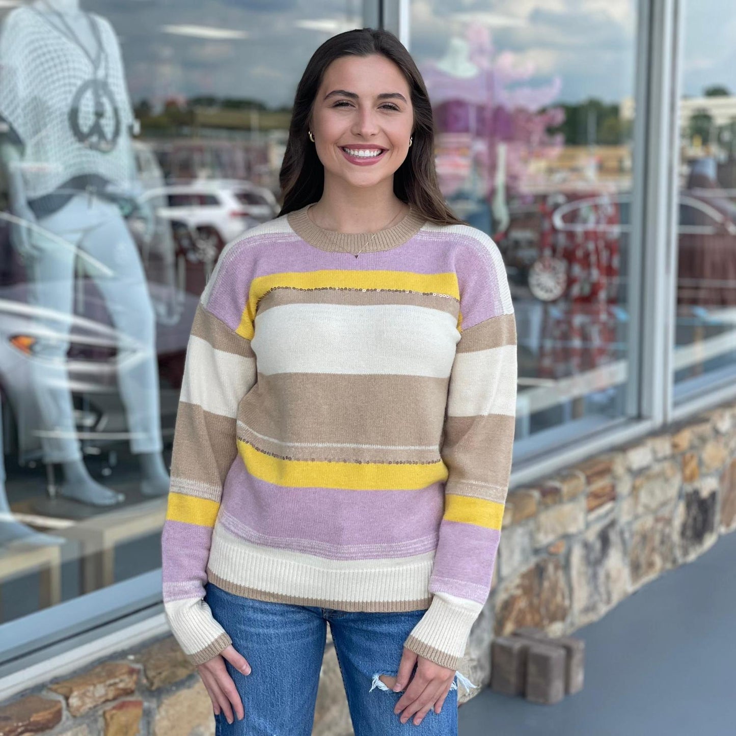 Darling Colorblock Sequin Sweater 8672