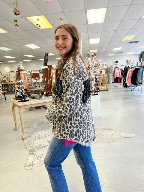 Awesome Leopard Sequin Shacket G182