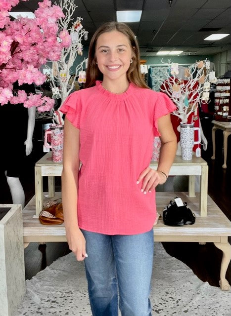 Hamilton Flutter Sleeve Top D1045