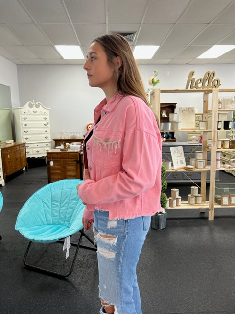 Cute Rhinestone Denim Jacket 8165