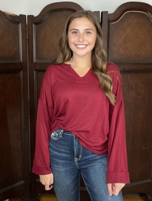 Anytime Waffle Knit Top 8206