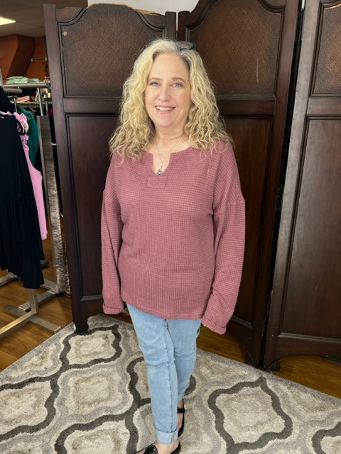 Kenzie Waffle Knit Top D861 Final Sale