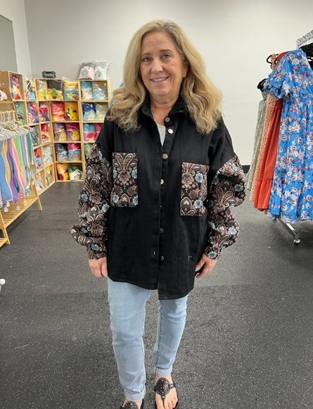 NYC Jacquard Sleeve Shacket 8285