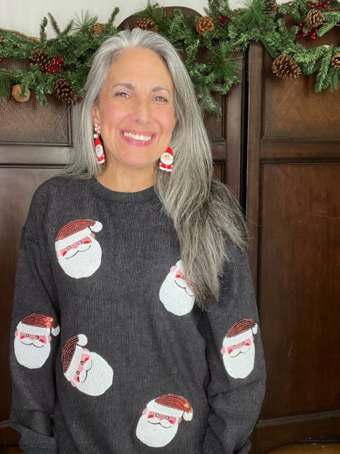Holiday Santa Sequin Top D1149