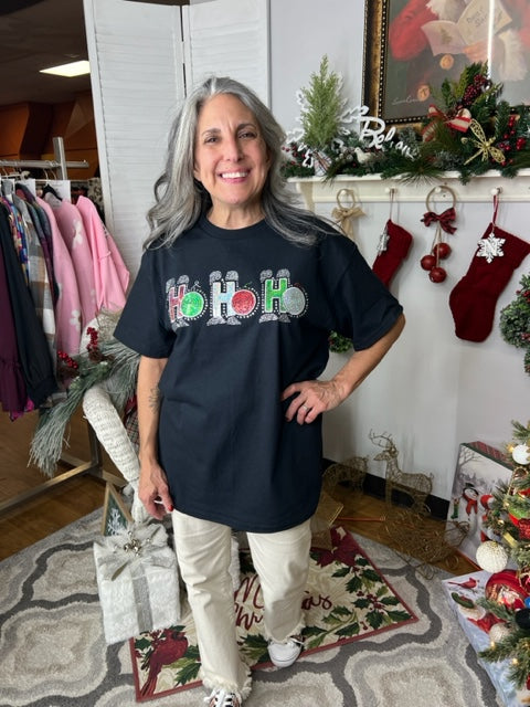 HOHOHO Rhinestone Christmas Shirt CP304