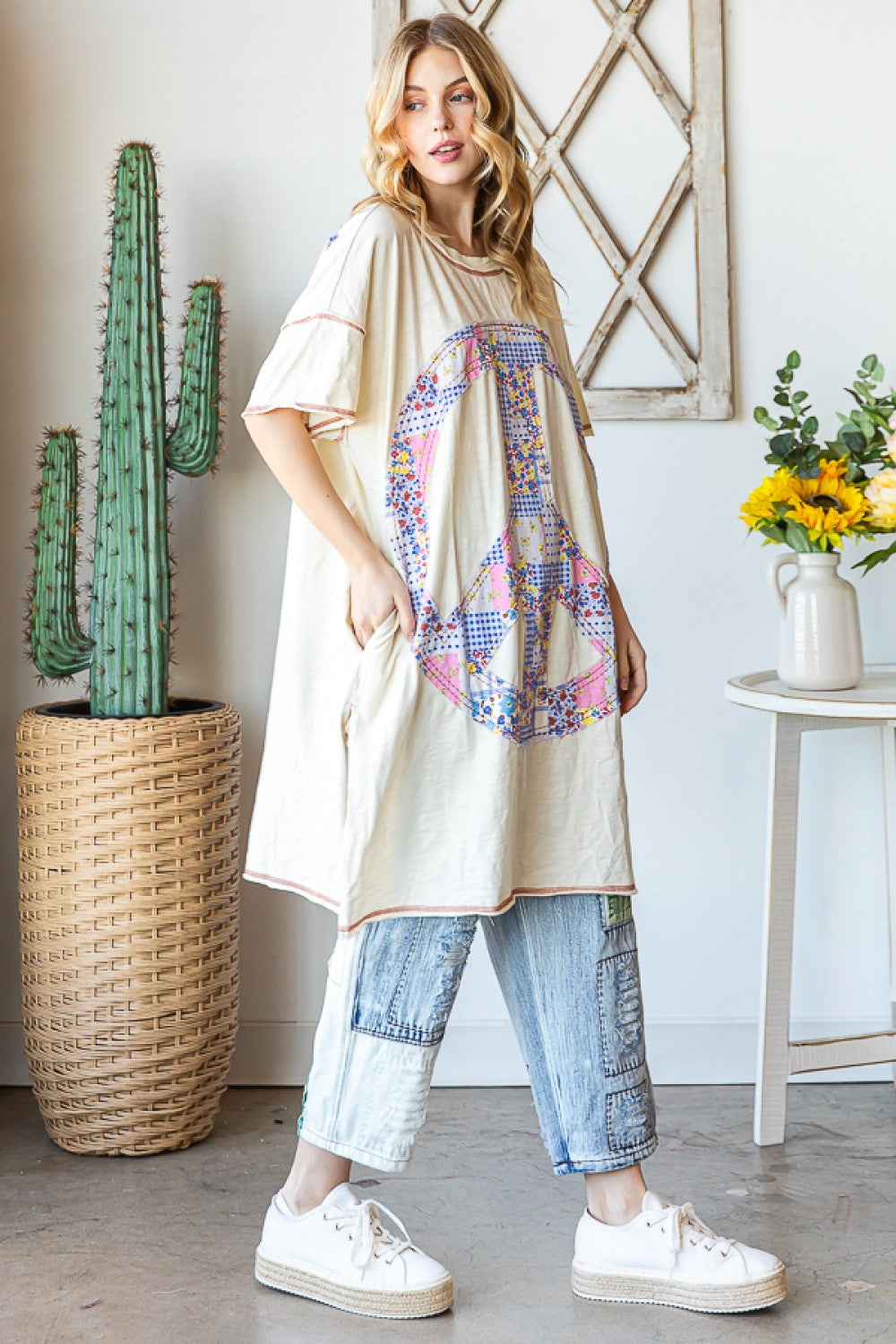 Boho Peace Sign Tunic 8454 Final Sale