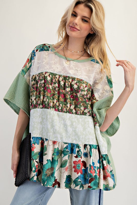 Easel Colorblock Tunic Top P285