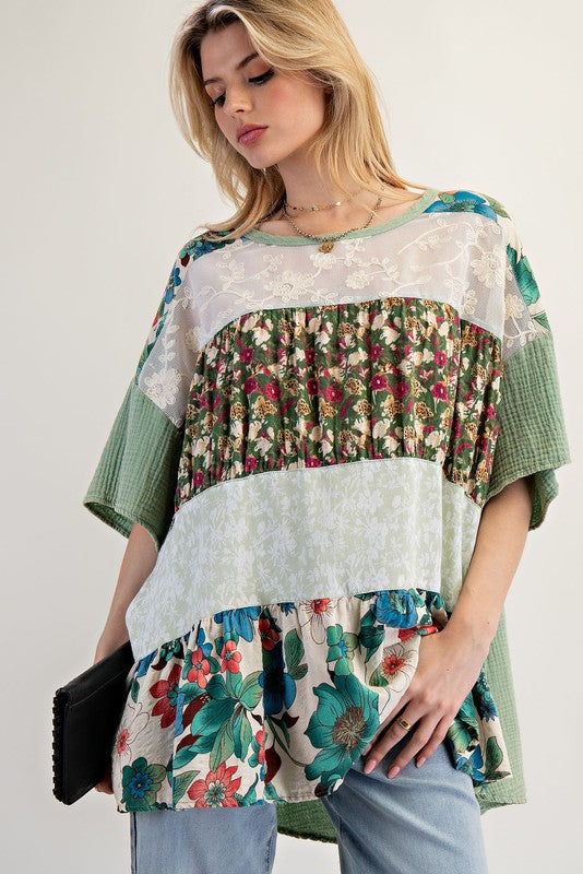 Easel Colorblock Tunic Top P285