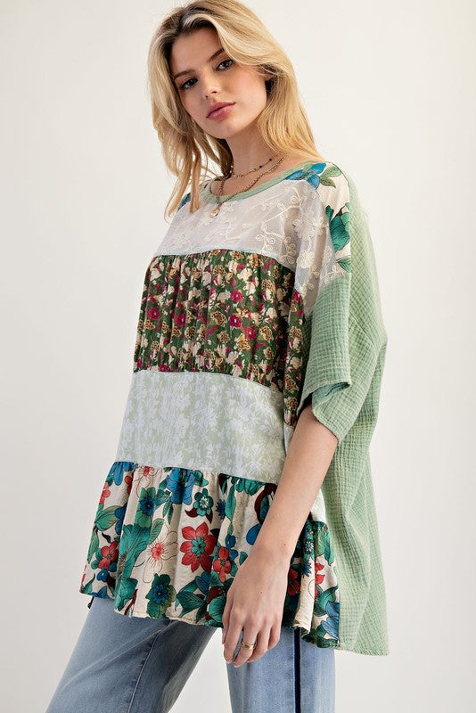 Easel Colorblock Tunic Top P285