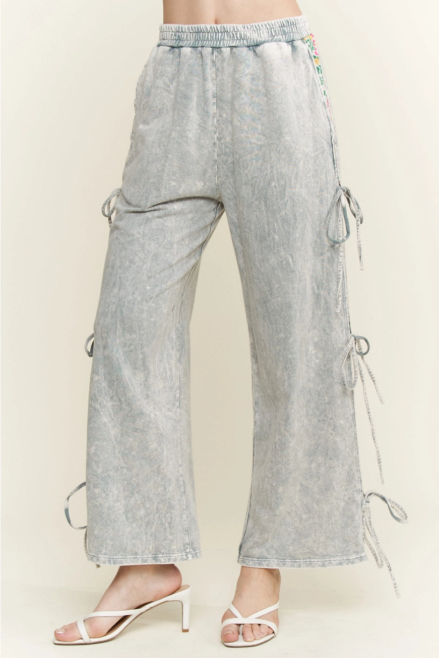 Washed Side Bow Pants P304